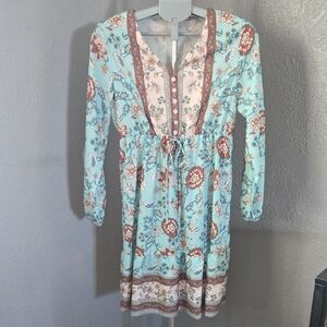 Elegant Floral Long Sleeve Dress